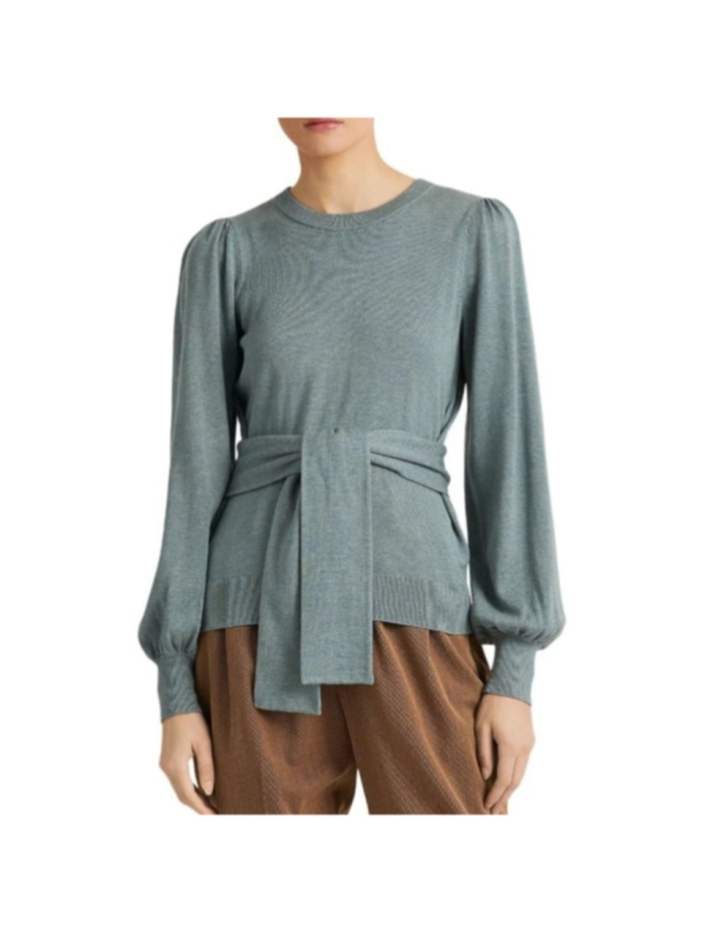 Lauren Ralph Lauren belted sweater green yellow speckle black label classic sz M